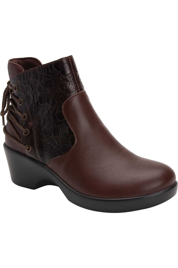 Women's Alegria by PG Lite Stevee Ankle Bootie Cute Stuff Cocoa Leather 35 M