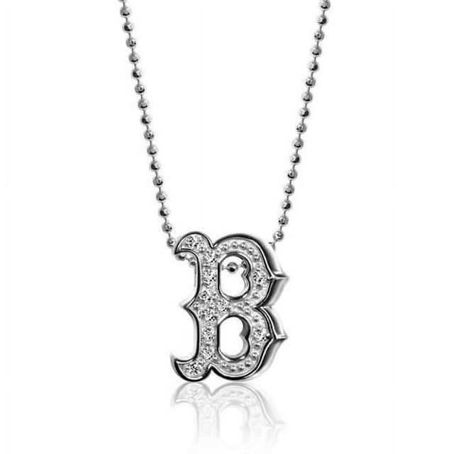 Women's Alex Woo Boston Red Sox Little Logo 14kt White Gold & Diamond Necklace
