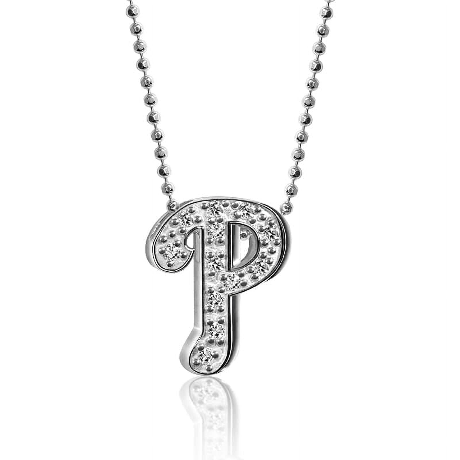 Women's Alex Woo Philadelphia Phillies Little Logo 14kt White Gold & Diamond Necklace