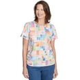 thumbnail image 1 of Alfred Dunner Womens Color Block Tile Top With Side Ruching, 1 of 4
