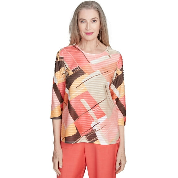 Alfred Dunner Womens Colorful Patchwork Top