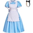 thumbnail image 1 of Women's Alice Costume Blue Maid Apron Dress Princess Lolita Uniform with Hairband, 1 of 7
