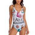 thumbnail image 1 of Women's Alice in Wonden-Lan Swimsuit One Piece Bathing Suit V Neck Tummy Control Sports Beach Swimwear, 1 of 8