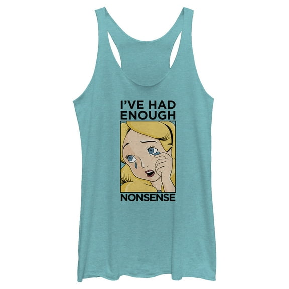 Women's Alice in Wonderland Enough Nonsense  Racerback Tank Top Tahiti Blue X Large