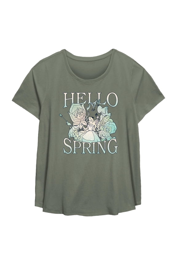 Women's Alice in Wonderland Hello Spring Graphic T-Shirt