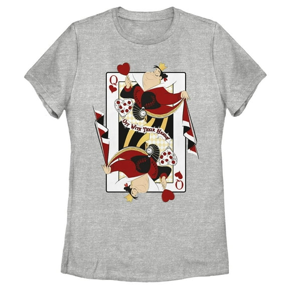 Women's Alice in Wonderland Queen of Hearts Playing Card Graphic Tee Athletic Heather Medium