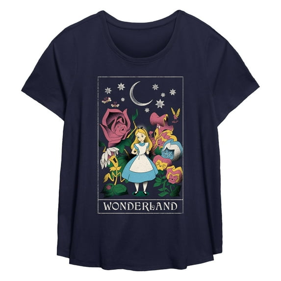 Women's Alice in Wonderland Trippy Tarot Card Graphic T-Shirt