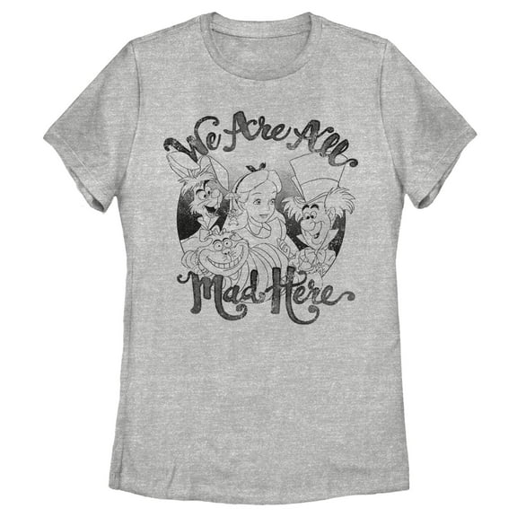 Women's Alice in Wonderland We Are All Mad Here  Graphic Tee Athletic Heather X Large