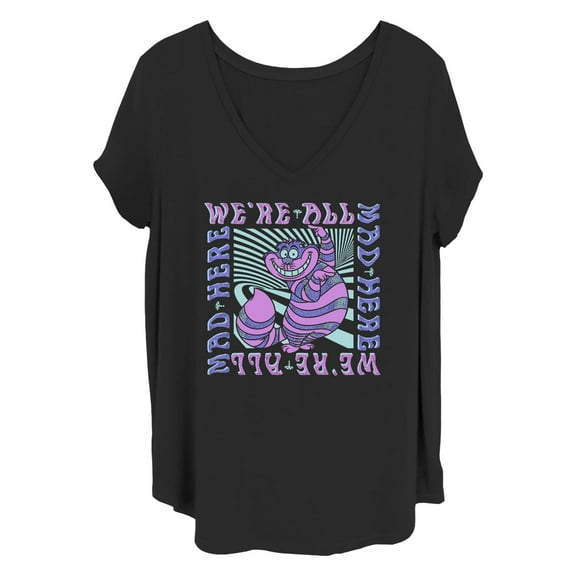 Women's Alice in Wonderland We're All Mad Here Trippy  Graphic T-Shirt