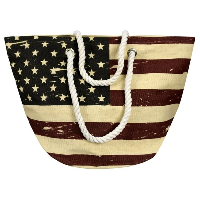 Women's All American Patriotic Flag Beach Summer Tote Travel Bag