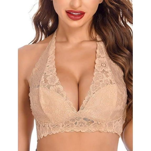Women's All Over Lace Bralette Deep V Lace Sexy Wire-free Bra