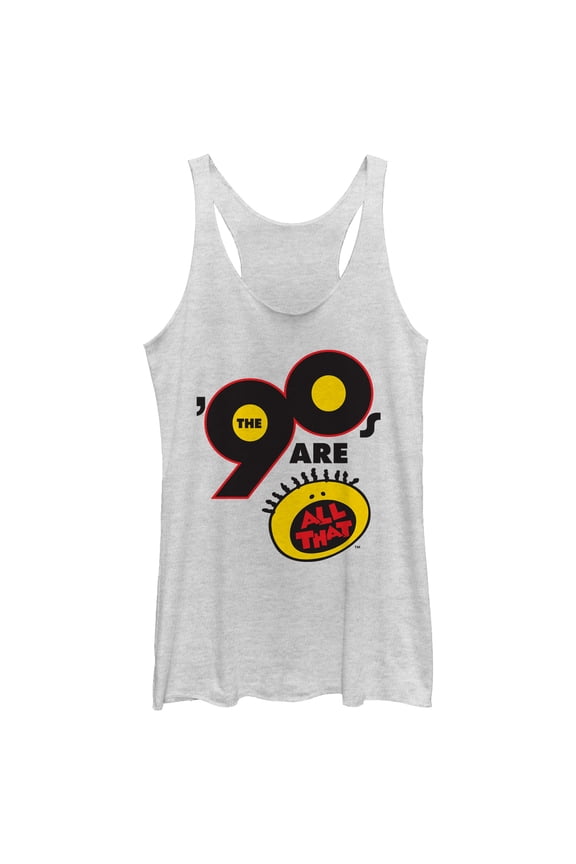 Women's All That Classic 90's Logo Racerback Tank Top White Heather X Large