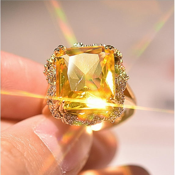 Women's Alloy Inlaid Zircon Square Ring