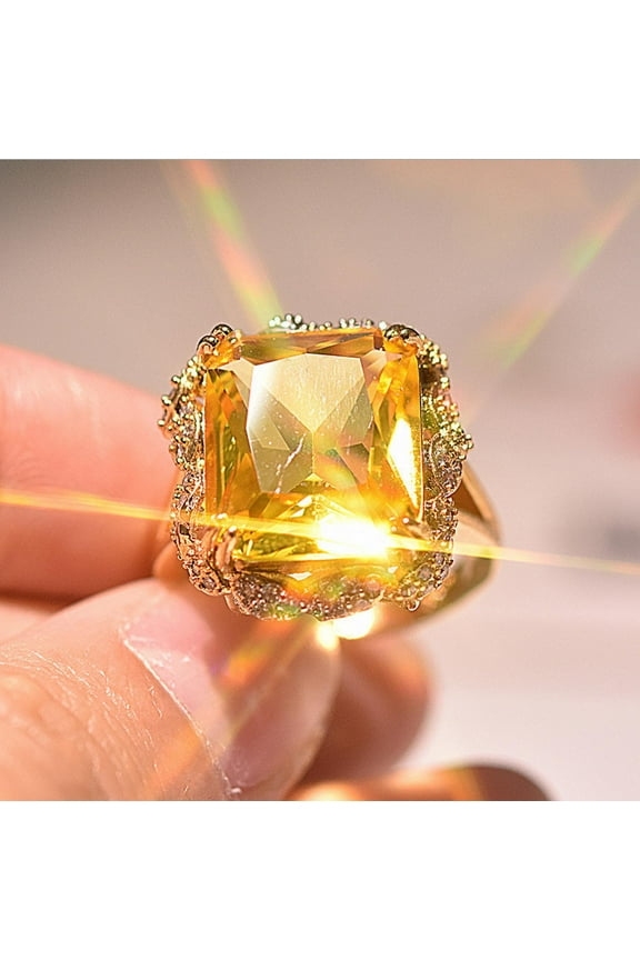 Women's Alloy Inlaid Zircon Square Ring