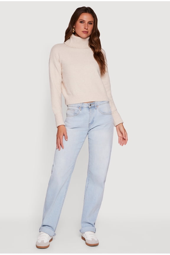 Women's Almost Famous Brushed Knit Cropped Turtleneck Sweater
