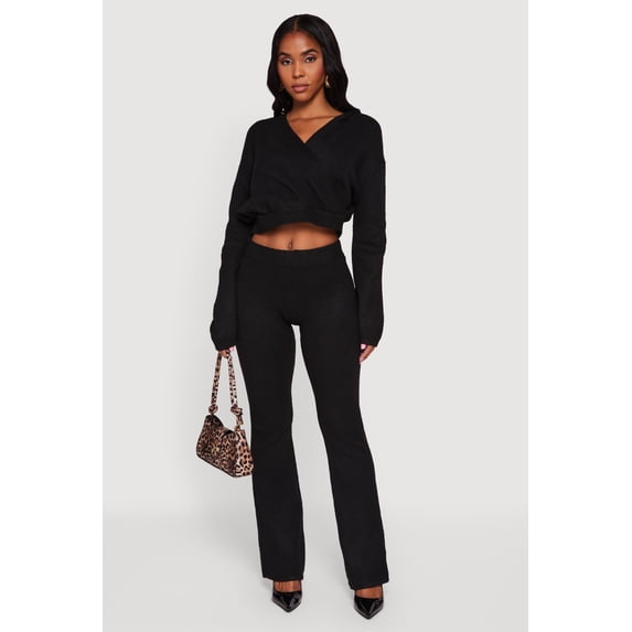 Women's Almost Famous Brushed Knit Pull On Flare Pants