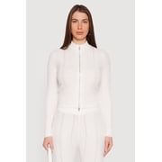 Womens Almost Famous Cable Knit Double Zip Front Cardigan