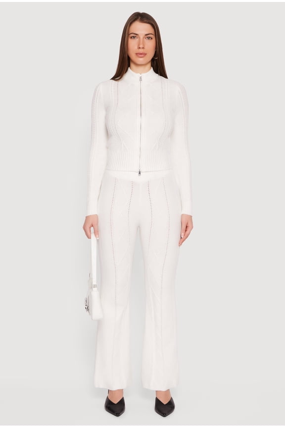 Women's Almost Famous Cable Knit Pull On Flare Pants