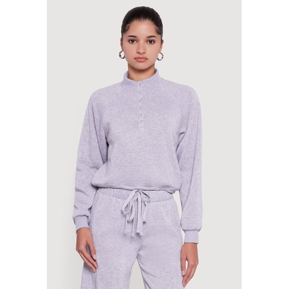 Women's Almost Famous Drawstring Hem Cropped Raglan Sweatshirt