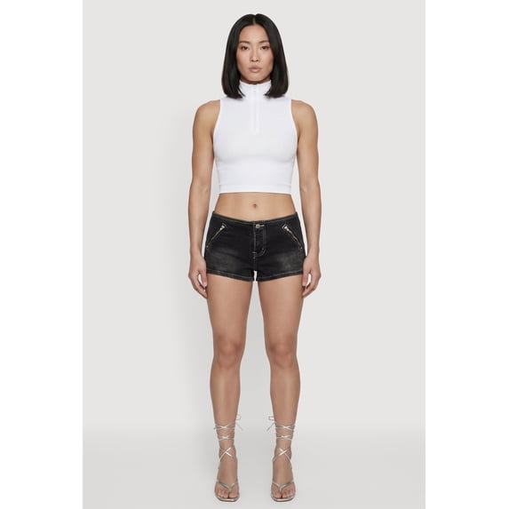 Women's Almost Famous Faux Zip Pocket Denim Micro Shorts