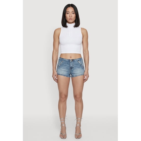 Women's Almost Famous Faux Zip Pocket Denim Micro Shorts