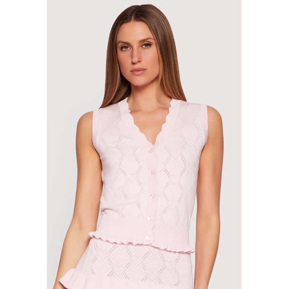 Women's Almost Famous Heart Textured Knit Button Front Vest