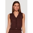 thumbnail image 1 of Women's Almost Famous Heart Textured Knit Button Front Vest, 1 of 4
