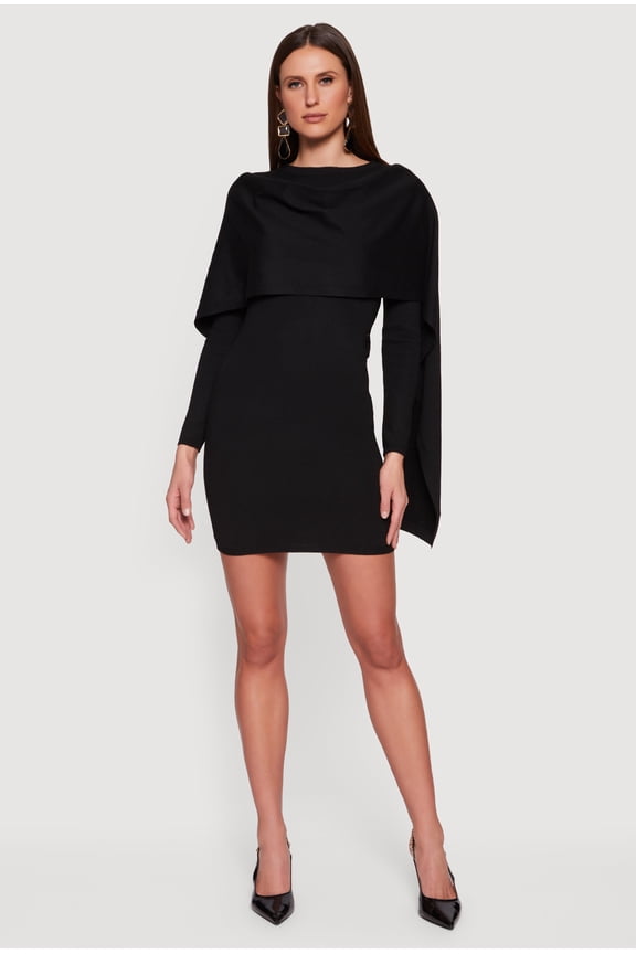 Women's Almost Famous Mini Sweater Dress with Removable Scarf
