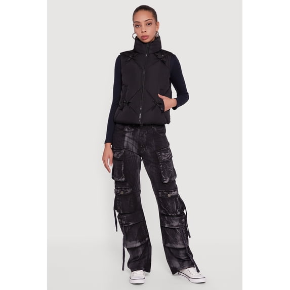 Women's Almost Famous Quilted Puffer Vest with Bows