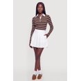 thumbnail image 1 of Women's Almost Famous Ribbed Knit Striped Long Sleeve Polo Shirt, 1 of 4