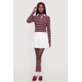 thumbnail image 1 of Women's Almost Famous Ribbed Knit Striped Long Sleeve Polo Shirt, 1 of 4