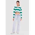 thumbnail image 1 of Women's Almost Famous Striped Long Sleeve Cropped Polo Top, 1 of 4