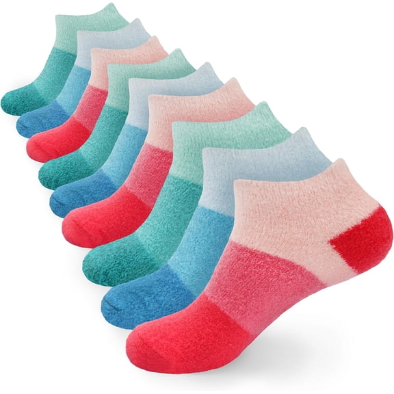 Women's Aloe Infused Fuzzy Nylon Moisturizing Spa Socks - Assortment 99 - Size 4-8 - 9 Pairs