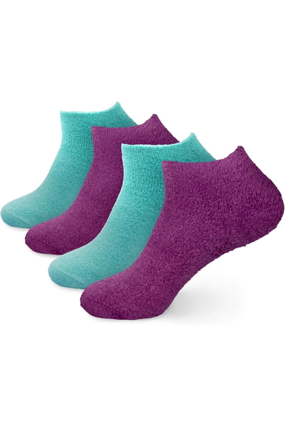 Women's Aloe Infused Fuzzy Nylon Moisturizing Spa Socks - Asst 90 - Size 4-8 - 4 Pairs