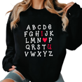 thumbnail image 1 of Women's Alphabet Heart Sweatshirt Top Casual Comfortable Round-neck long-sleeved Black S-3XL, 1 of 6