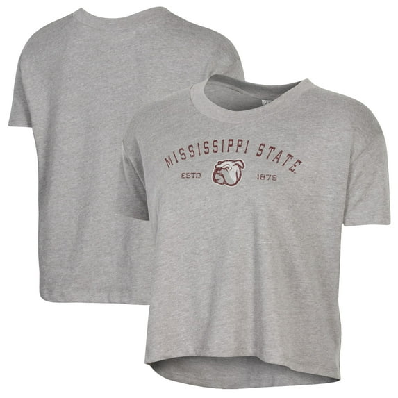 Women's Alternative Apparel Gray Mississippi State Bulldogs Retro Jersey Headliner Cropped T-Shirt
