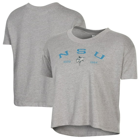 Women's Alternative Apparel Gray Nova Southeastern Sharks Retro Jersey Headliner Cropped T-Shirt