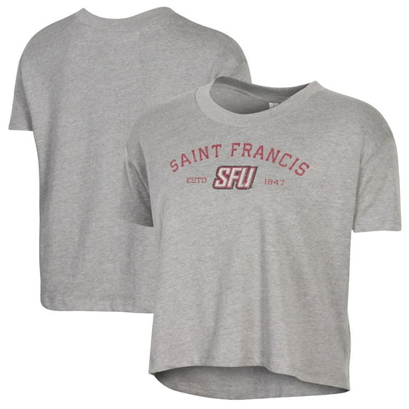 Women's Alternative Apparel Gray Saint Francis Red Flash Retro Jersey Headliner Cropped T-Shirt