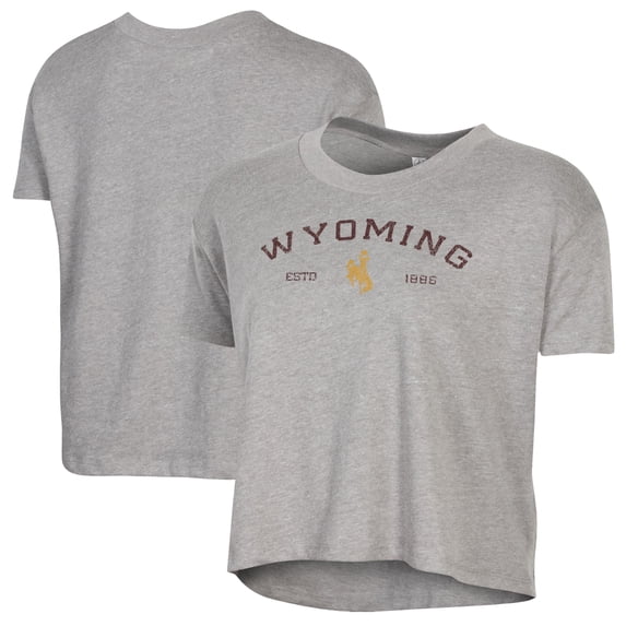 Women's Alternative Apparel Gray Wyoming Cowboys Retro Jersey Headliner Cropped T-Shirt