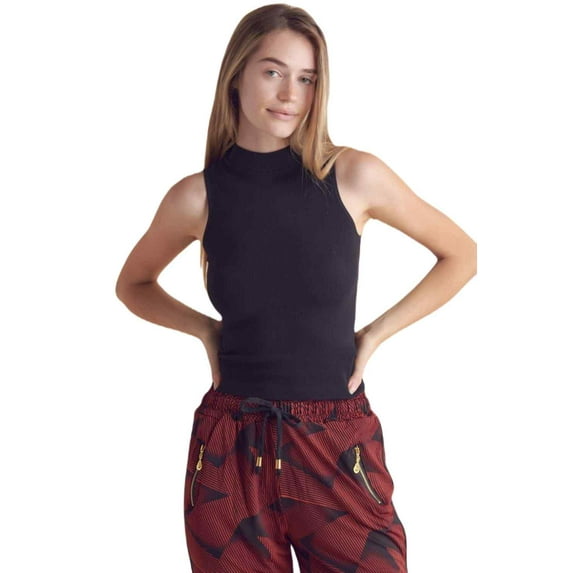 Women’s Always Classy Ribbed Mock Neck Tank, Black, ML