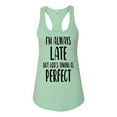 thumbnail image 1 of Women's Always Late But God's Timing Is Perfect Racerback Tank Top-Mint-xs, 1 of 4