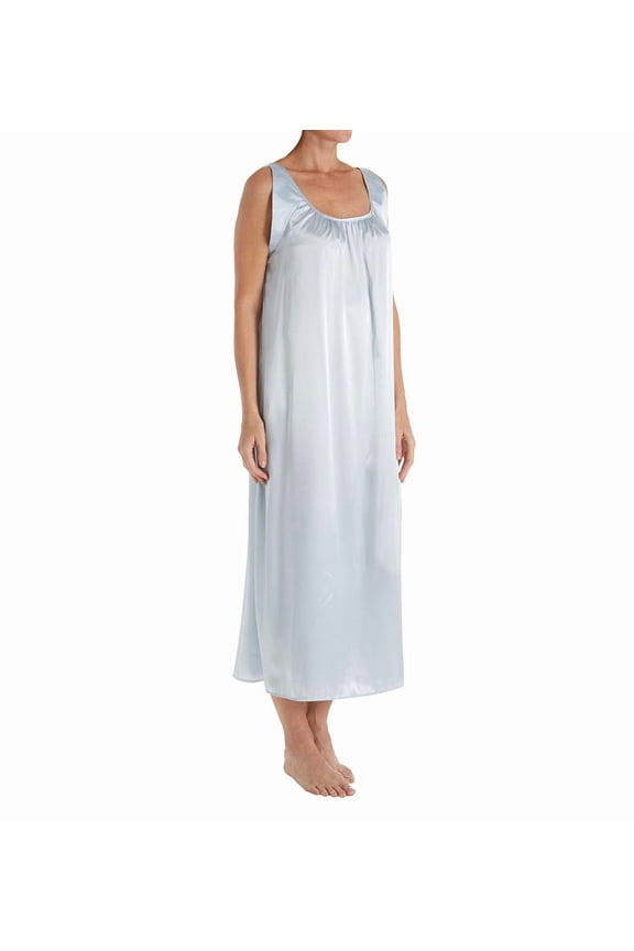 Women's Amanda Rich 103-40 Satin Banded Sleeve Long Gown (Light Blue S)
