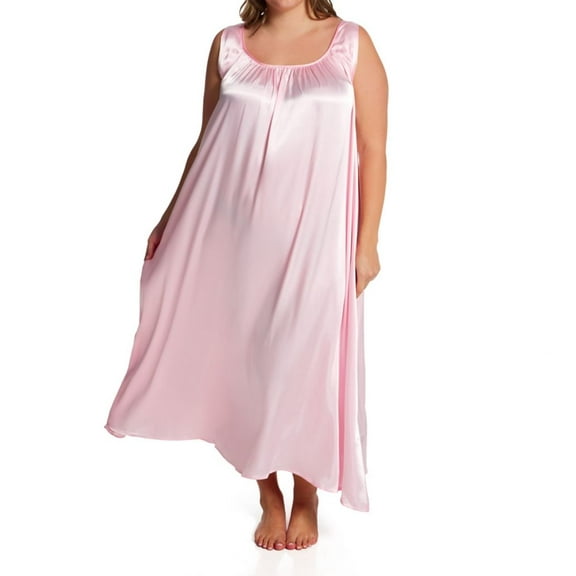 Women's Amanda Rich 103-40X Plus Satin Banded Sleeve Long Gown (Light Pink 2X)