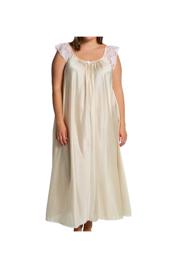 Women's Amanda Rich 105-SHX Plus Lace Cap Ankle Length Gown (Champagne XL)