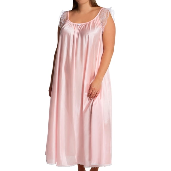 Women's Amanda Rich 105-SHX Plus Lace Cap Ankle Length Gown (Light Pink XL)