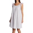 thumbnail image 1 of Women's Amanda Rich 106-80 Short Sleeve with Lace Trim Cotton Gown (White M), 1 of 4