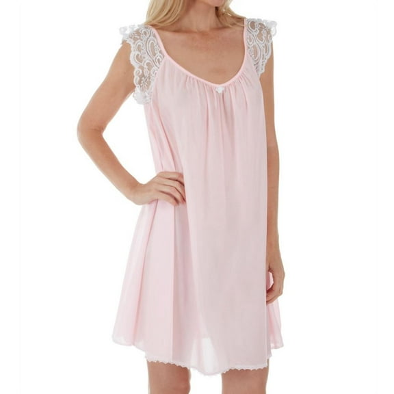 Women's Amanda Rich 106-SH Lace Cap Knee Length Gown (Light Pink XS)