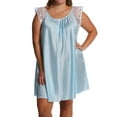 thumbnail image 1 of Women's Amanda Rich 106-SHX Plus Lace Cap Knee Length Gown (Blue XL), 1 of 1