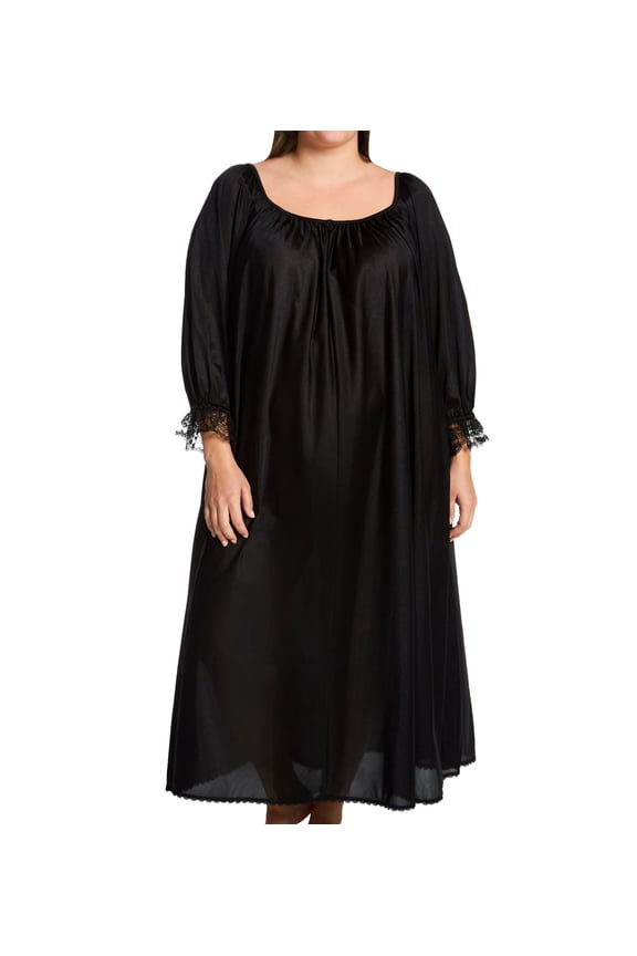 Women's Amanda Rich 107-SHX Plus Long Sleeve Ankle Length Gown (Black XL)