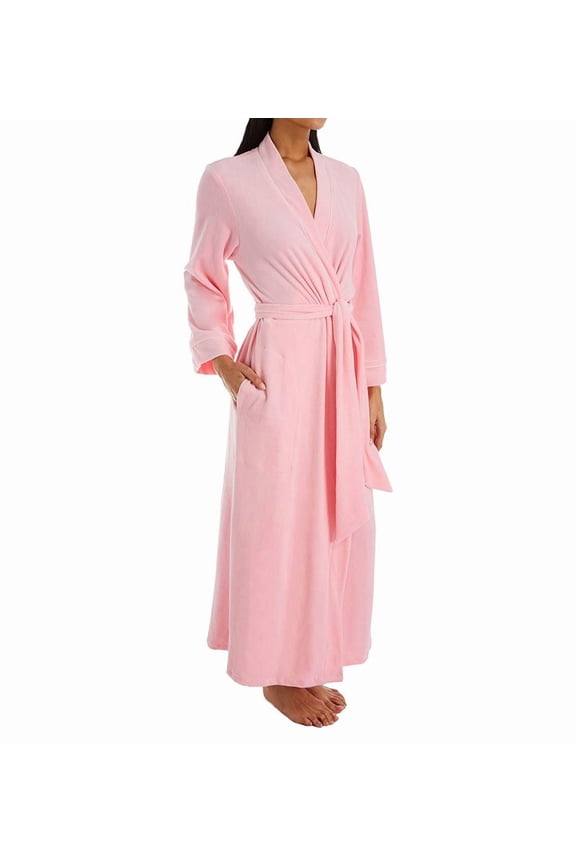 Women's Amanda Rich 207-37 Velour Wrap Robe (Pink XS)